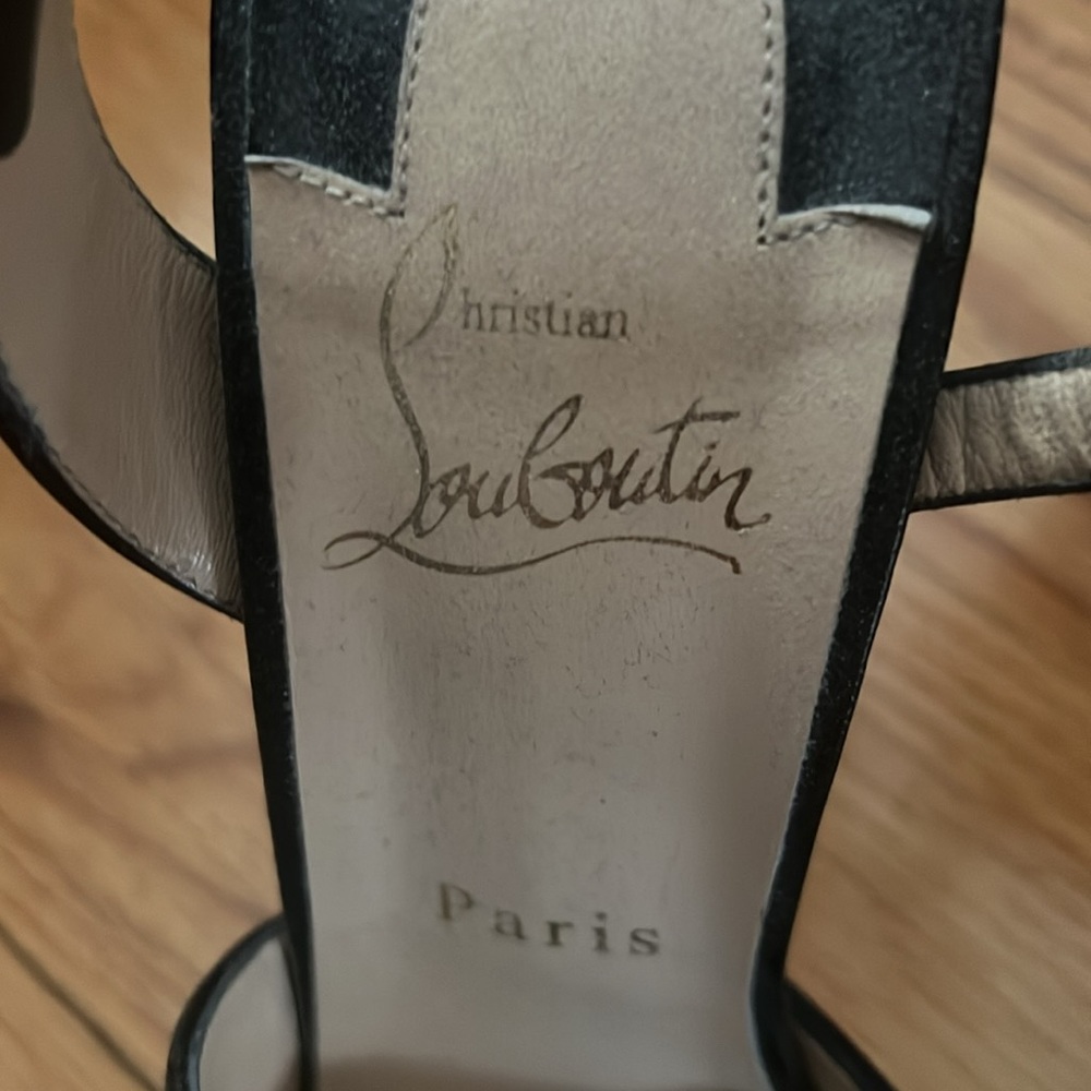 Christian Louboutin Black Peep-Toe Sandals - Picture 3 of 6